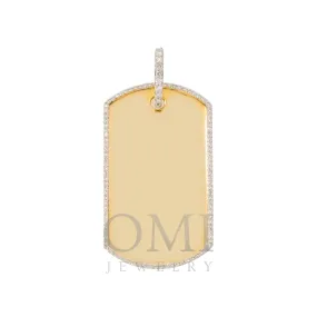 10K GOLD ROUND DIAMOND DOG TAG PICTURE PENDANT 1.01 CT