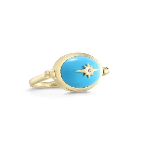 10K Gold Turquoise Spinning Star Ring