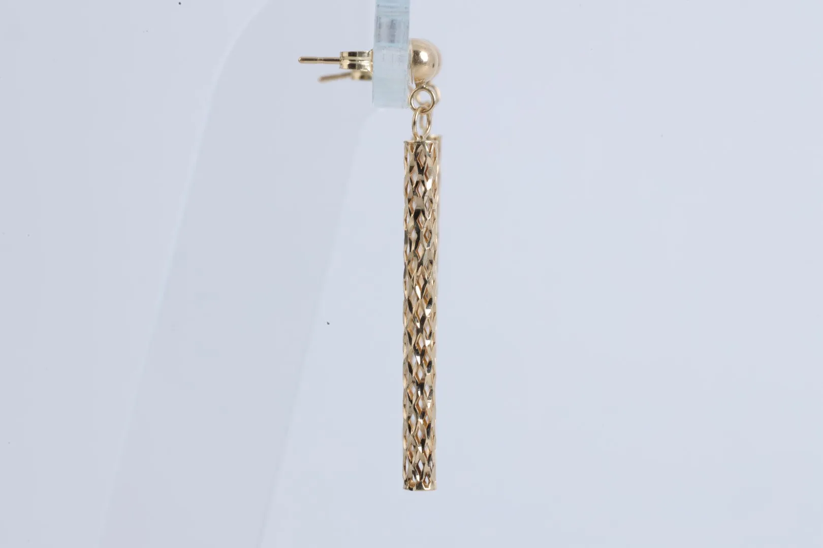 14k Yellow Gold Openwork Cylinder Dangle Earrings (1.34g.)