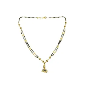 22K Yellow Gold Chain W/ Double Strand & Multi Bead Hanging Pendant