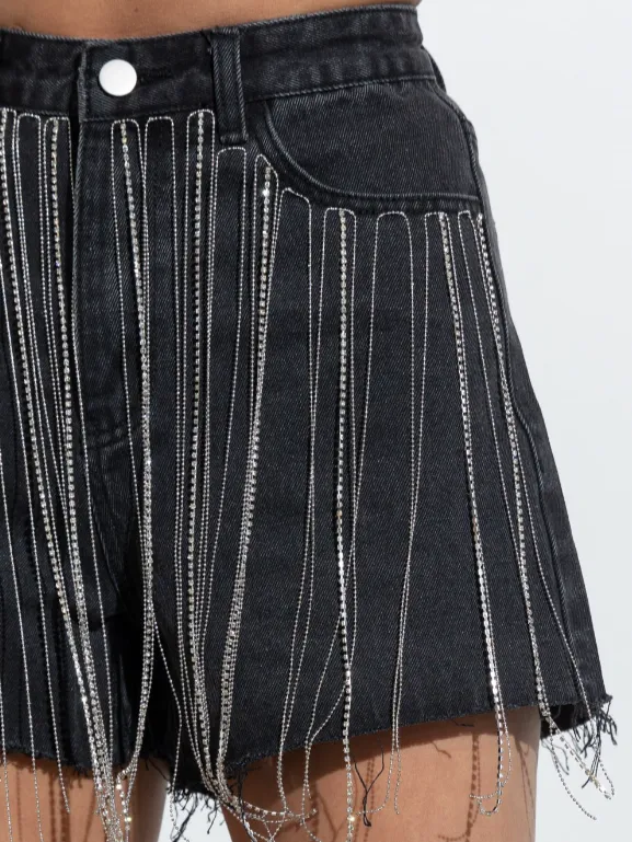 27 Alex Rhinestone Fringe Shorts