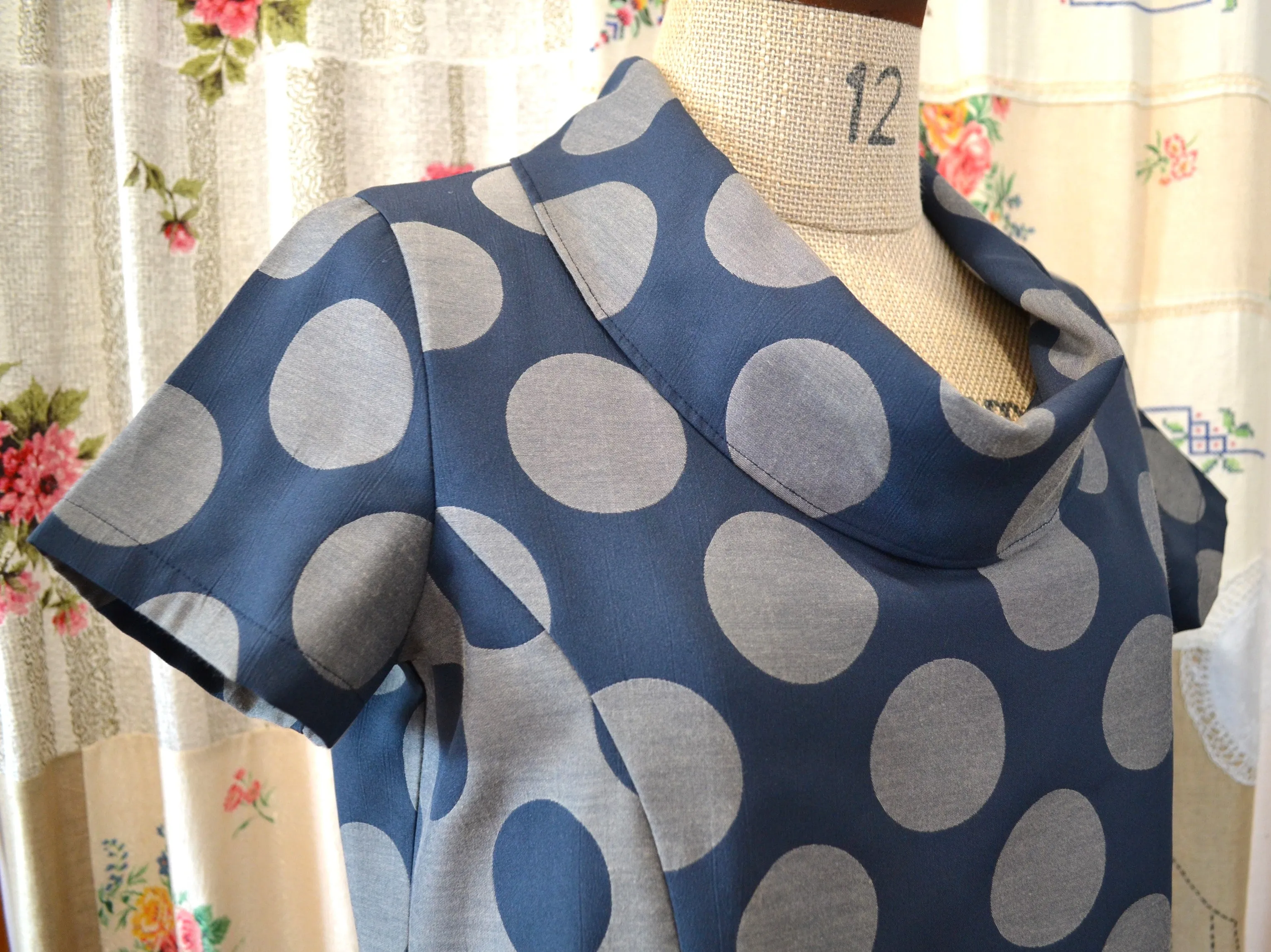 Berserk Blue Spot Circle lake Cotton Viscose Roll neck