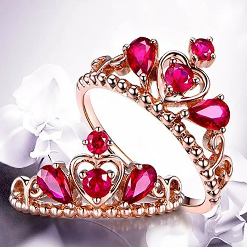 Classic Queen Crown Ruby Ring