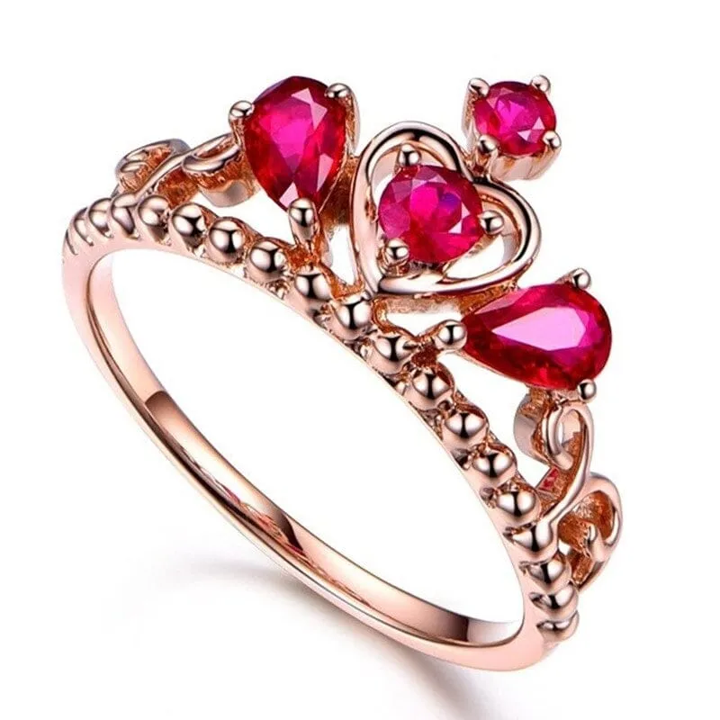 Classic Queen Crown Ruby Ring