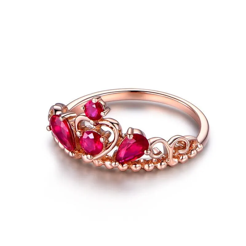 Classic Queen Crown Ruby Ring