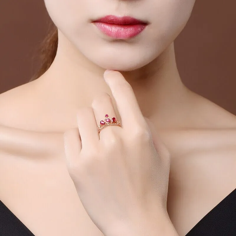 Classic Queen Crown Ruby Ring