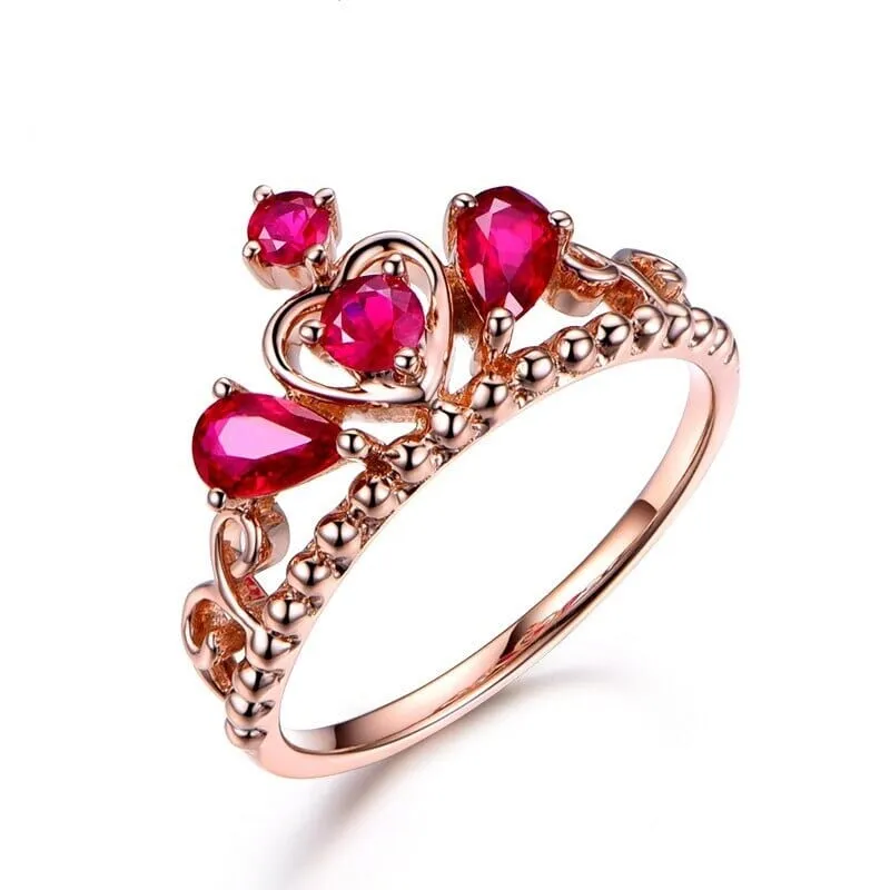 Classic Queen Crown Ruby Ring