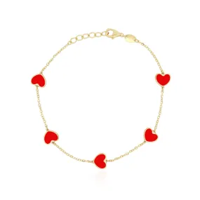 Coral Heart Station Bracelet