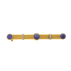 Edwardian French 18kt Sapphire   Diamond Bar Pin