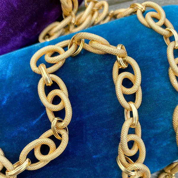 Estate Textured Link Chain Necklace