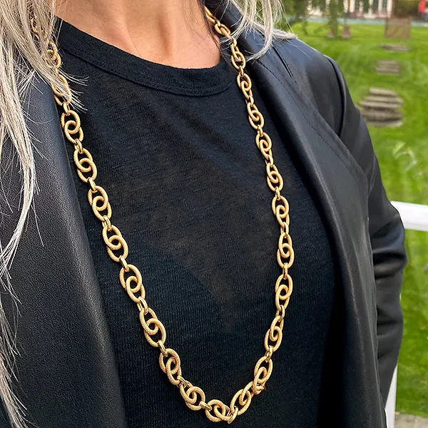 Estate Textured Link Chain Necklace