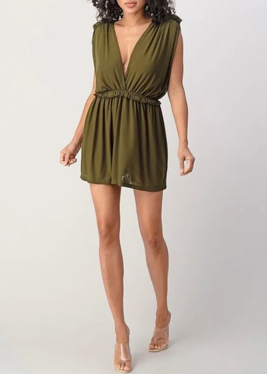 Evenuel Mesh Princess Gladiator Dress (Olive) ED25140