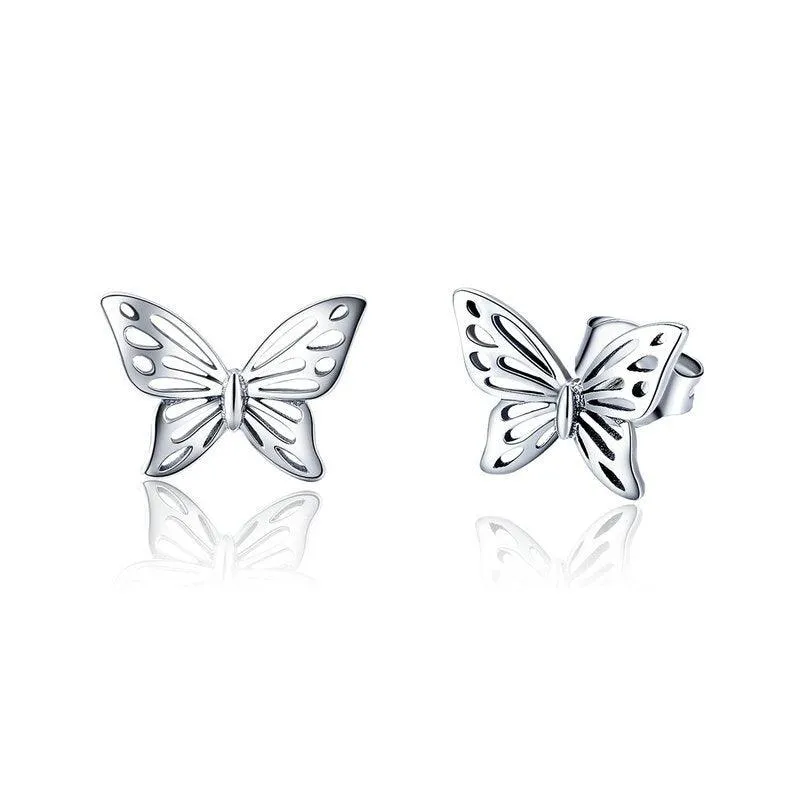 GC240 Butterfly Dream Stud Earrings - 925 Sterling Silver Charm Jewelry