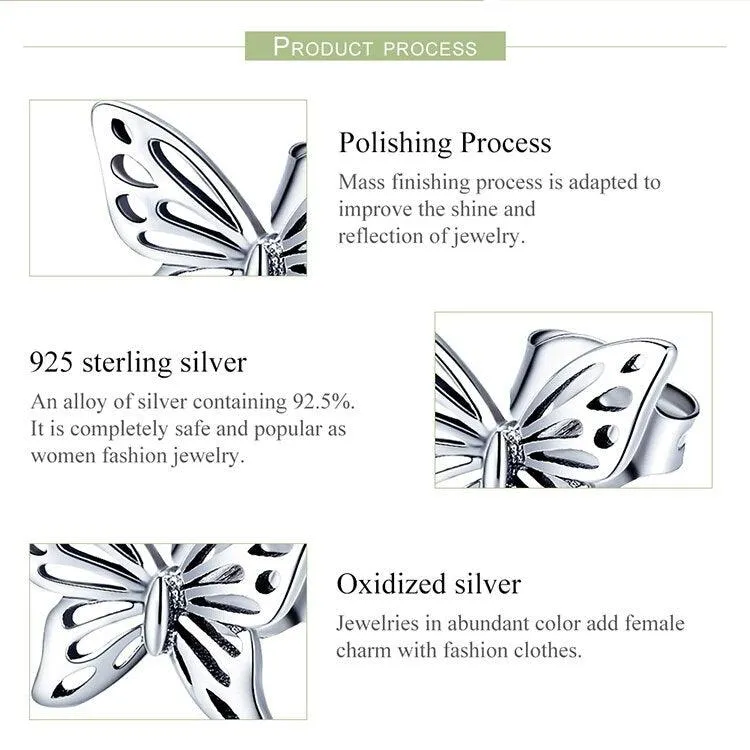 GC240 Butterfly Dream Stud Earrings - 925 Sterling Silver Charm Jewelry