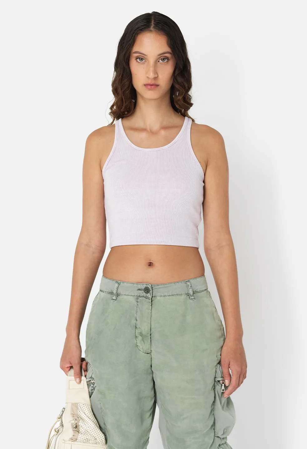 Gemini Rib Cropped Tank / Mineral Wash Thistle