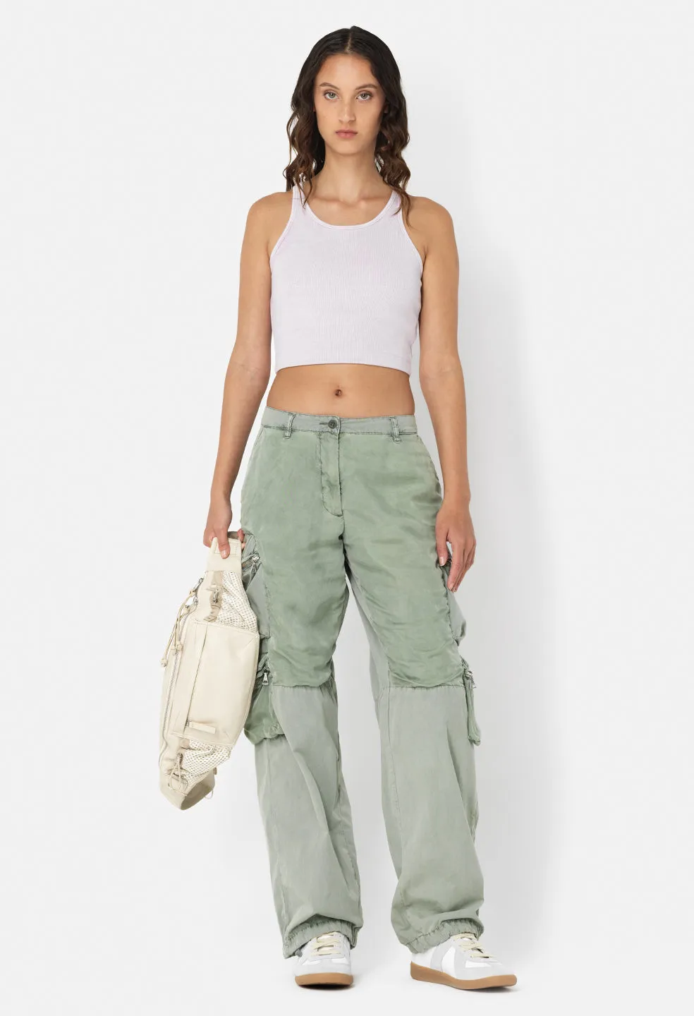 Gemini Rib Cropped Tank / Mineral Wash Thistle