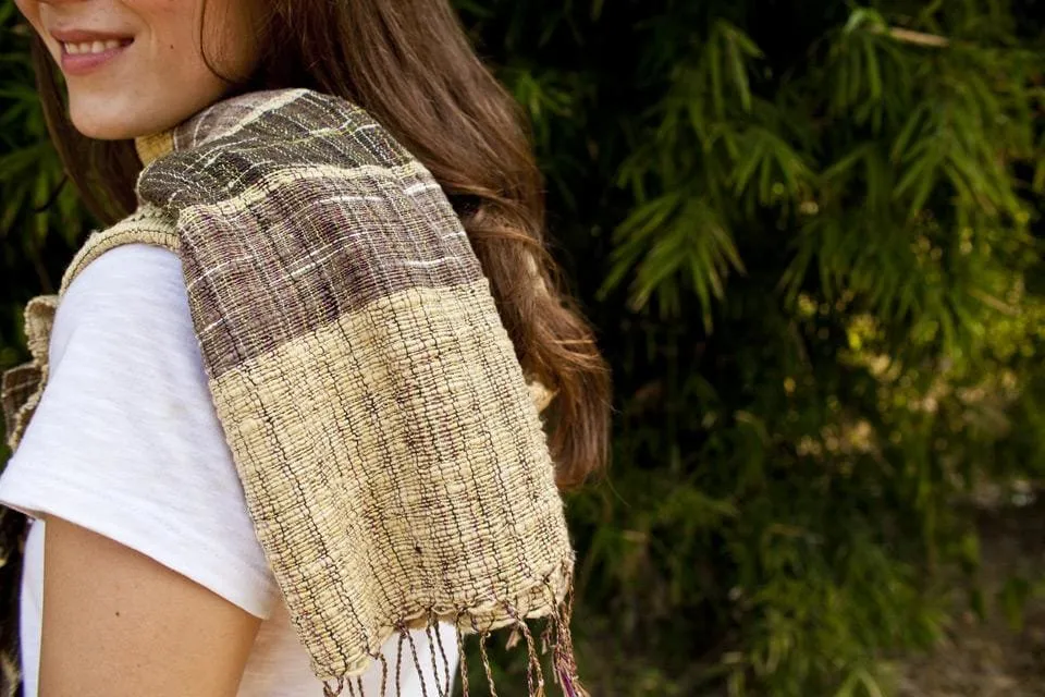 Handwoven Thai Eri Silk Scarf Natural Dye Prism