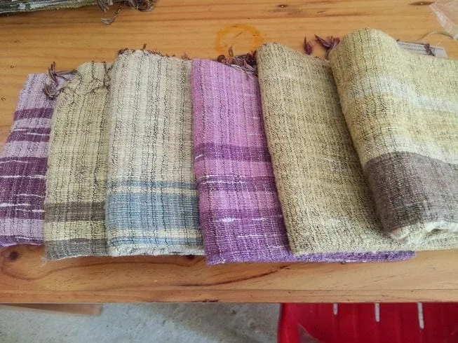 Handwoven Thai Eri Silk Scarf Natural Dye Prism