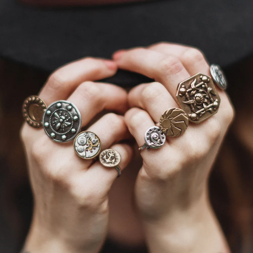 HORIZONS Antique Button Ring - MIXED METAL