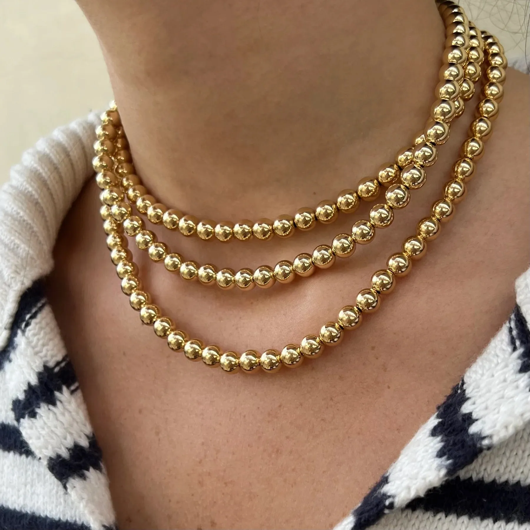 Karen Lazar - 7 mm Yellow Gold Filled Bead Necklace