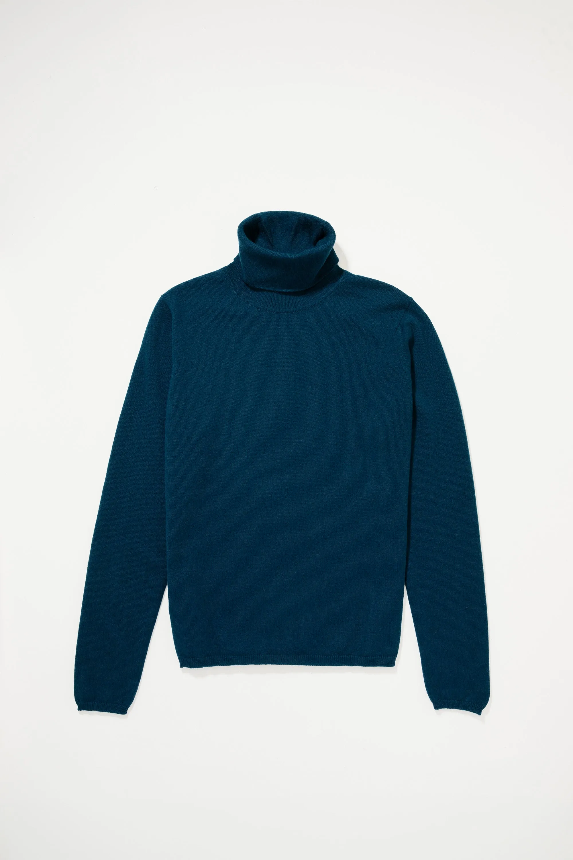 Made in Scotland Charlotte Cashmere Roll Collar Jumper - Petrol Blue