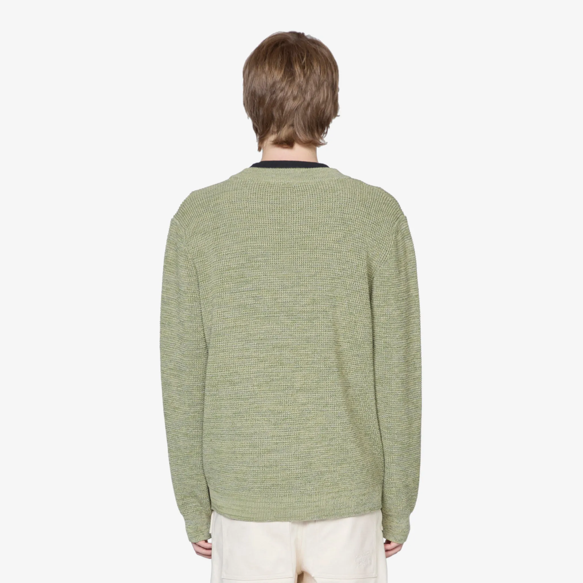 Maison Kitsuné Handwriting Comfort Cardigan Khaki Green Melange