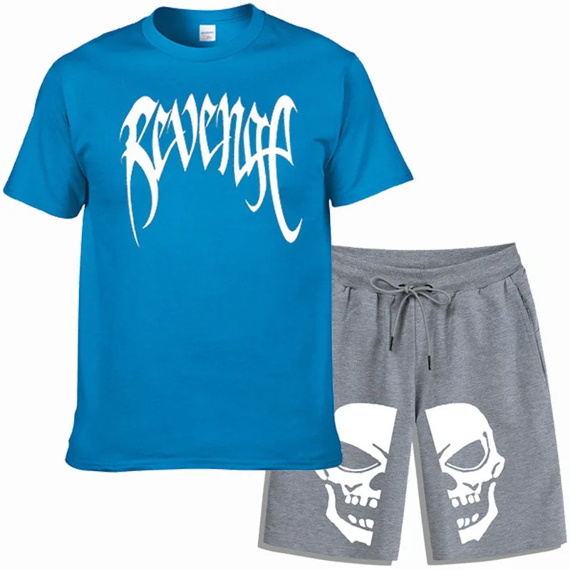 Men Sportswear Skull Print 2 Piece