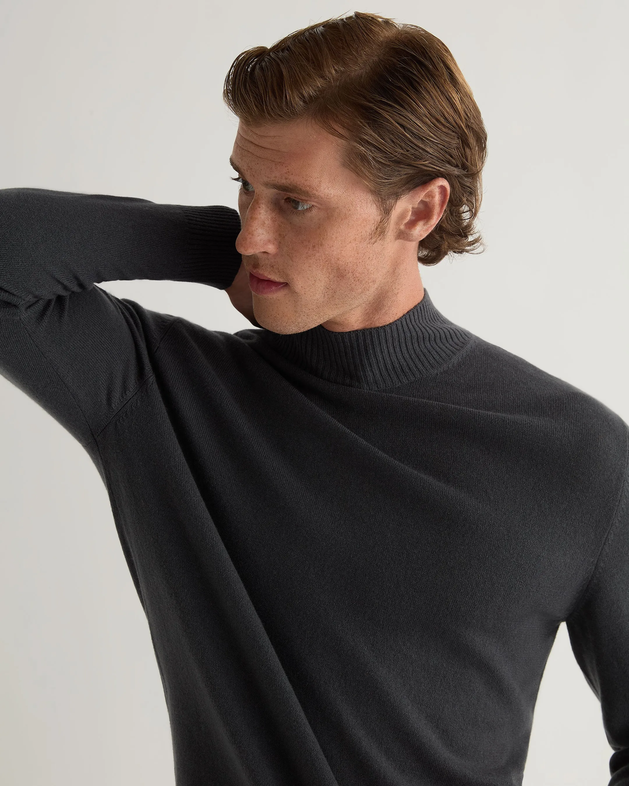 Men's Mayfair Turtle Neck Cashmere Jumper Anthracite Grey