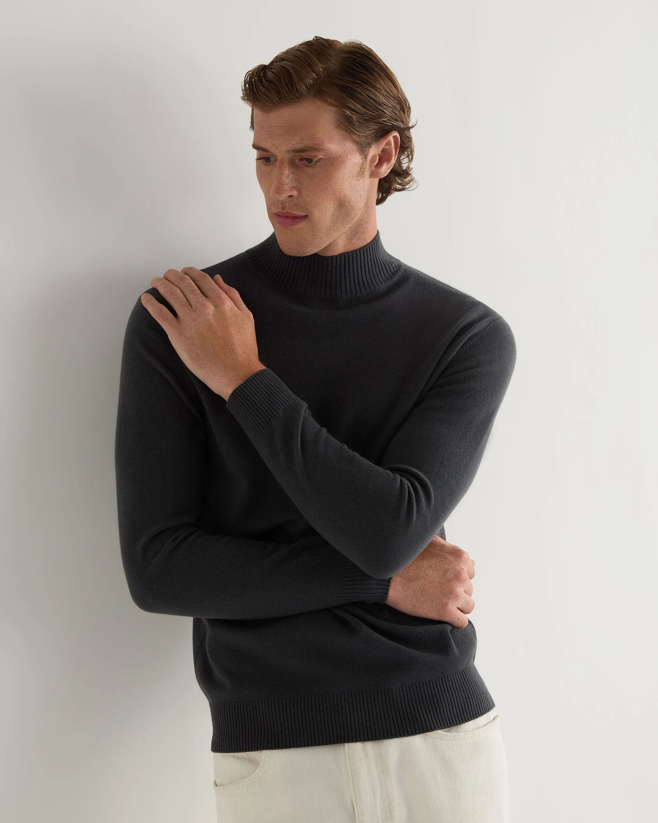 Men's Mayfair Turtle Neck Cashmere Jumper Anthracite Grey