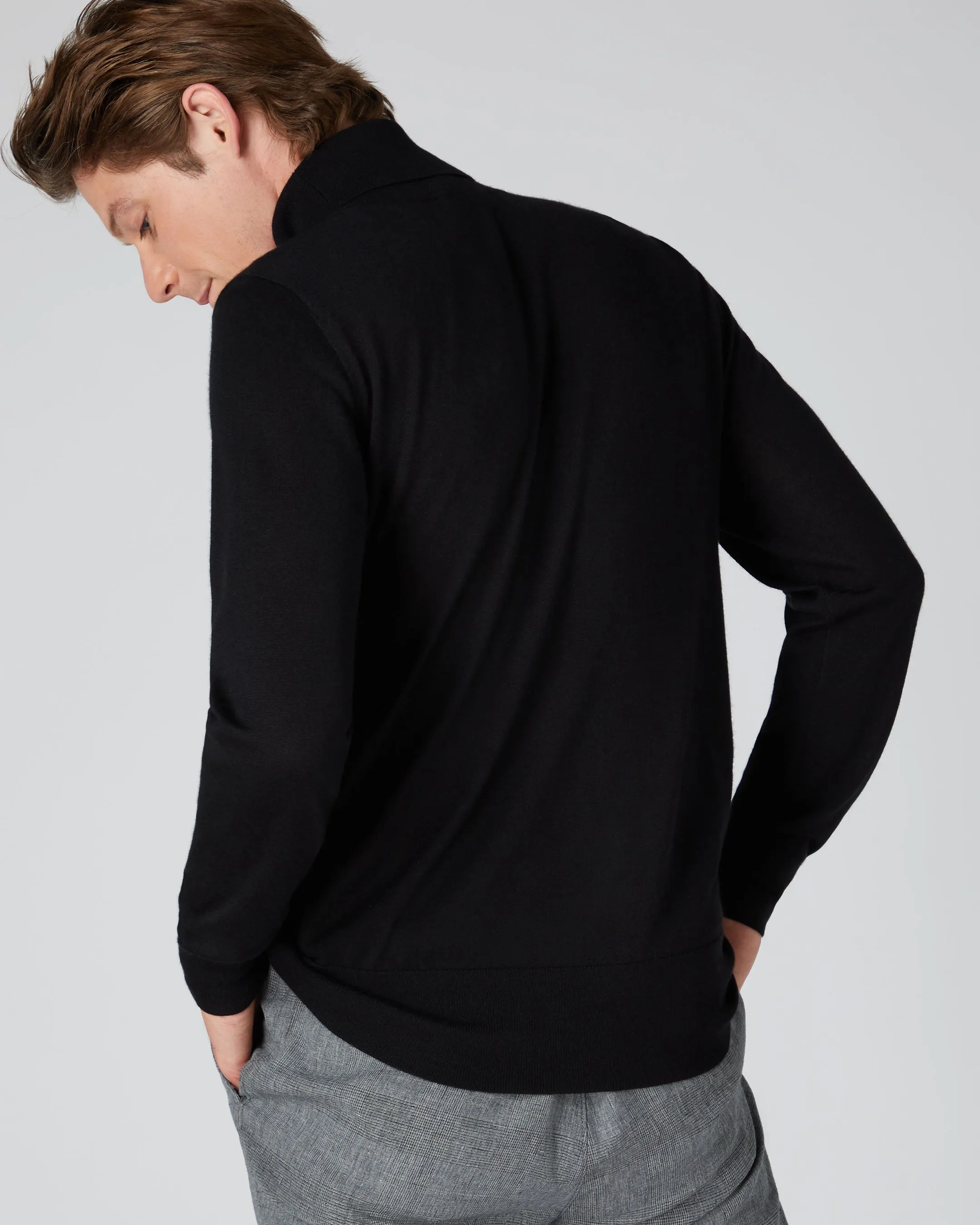 Men's Pimlico Fine Gauge Cashmere Roll Neck Jumper Black