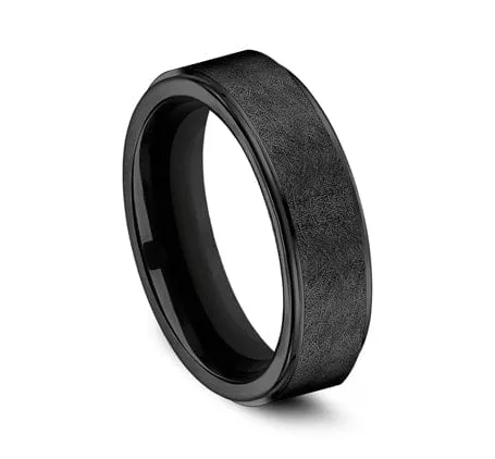 Men's Wedding Band, 7MM Black Titanium, Comfort Fit