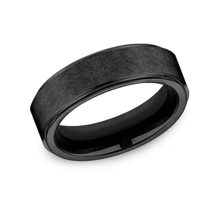 Men's Wedding Band, 7MM Black Titanium, Comfort Fit