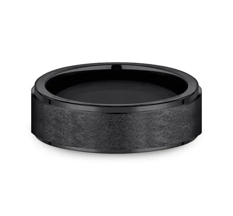 Men's Wedding Band, 7MM Black Titanium, Comfort Fit