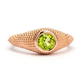 Nubia Round Peridot Rose Gold Ring Size 7US