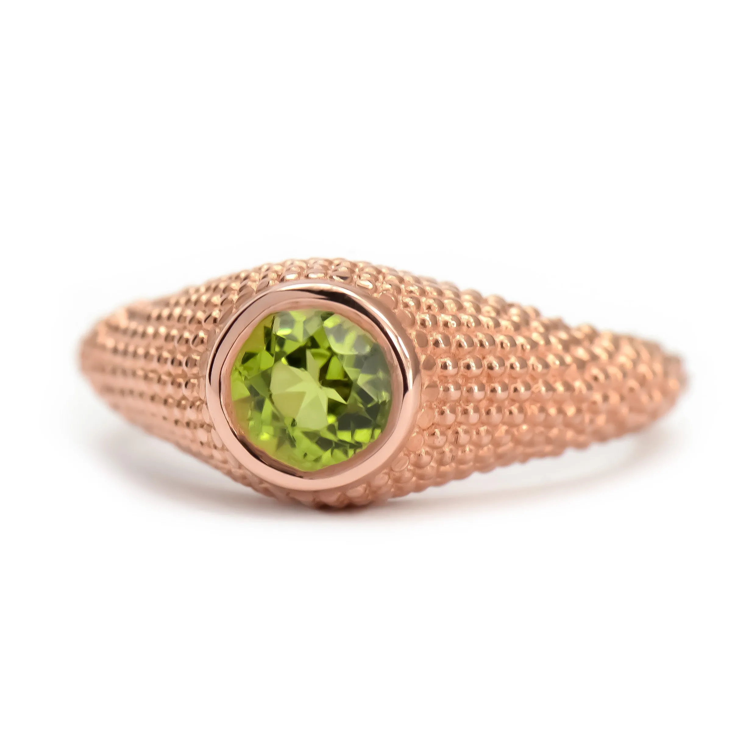 Nubia Round Peridot Rose Gold Ring Size 7US