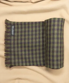 Olive Green & Wine Plaid Tweed Scarf