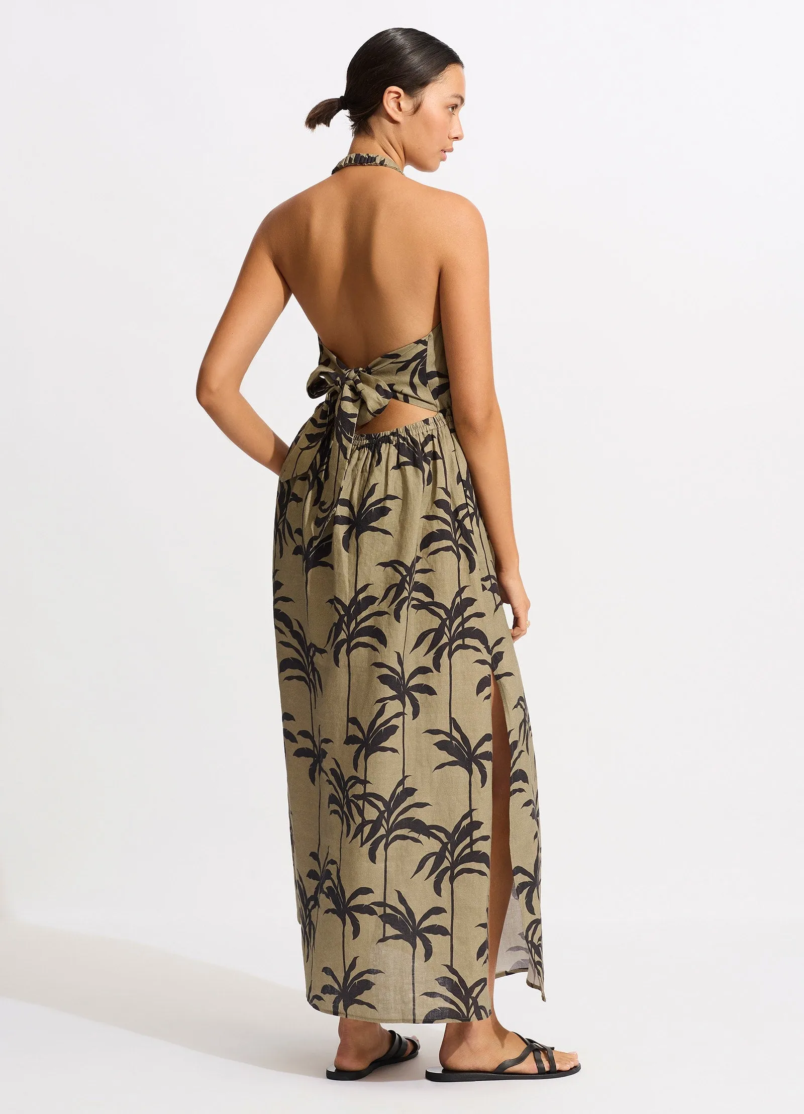 Palme Tie Back Maxi Dress - Olive