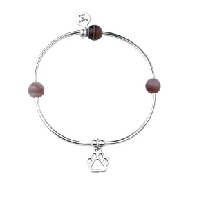 Paw Print | Soft Bangle Charm Bracelet | Botswana