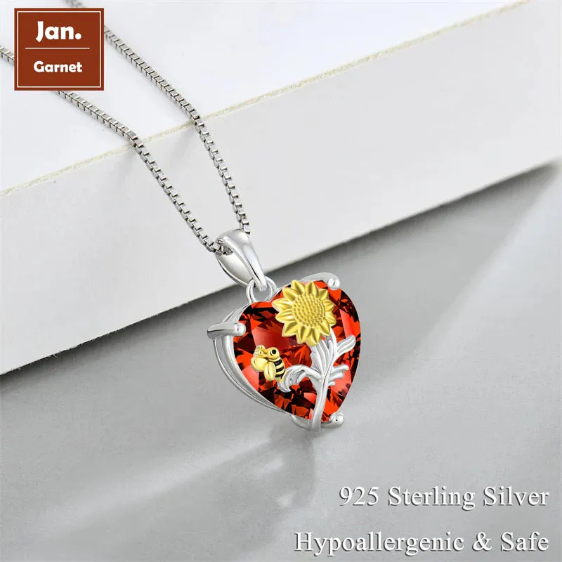 Sterling Silver Birthstone Cat Necklace Crystal Dog Necklace for Women Birthday Mothers Day Jewelry Gifts