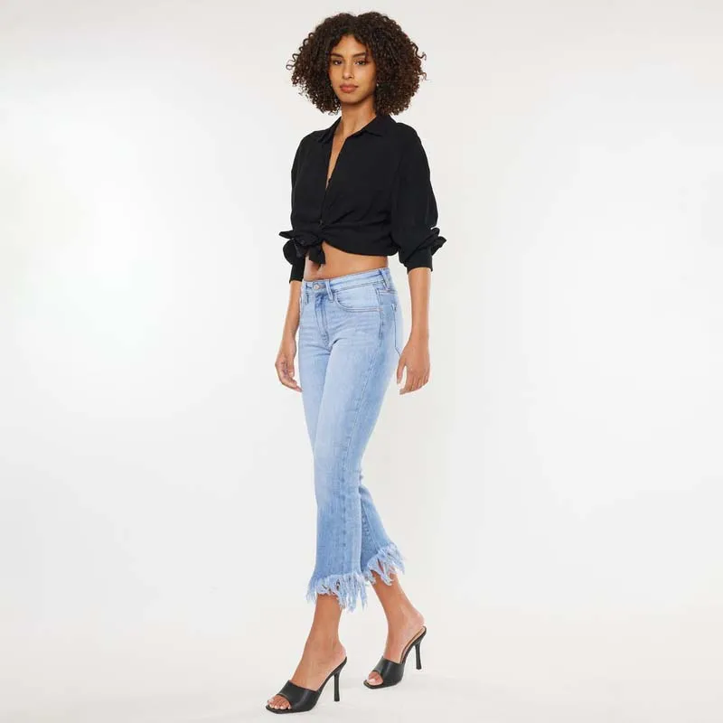 The Arla High Rise Frayed Straight Jeans