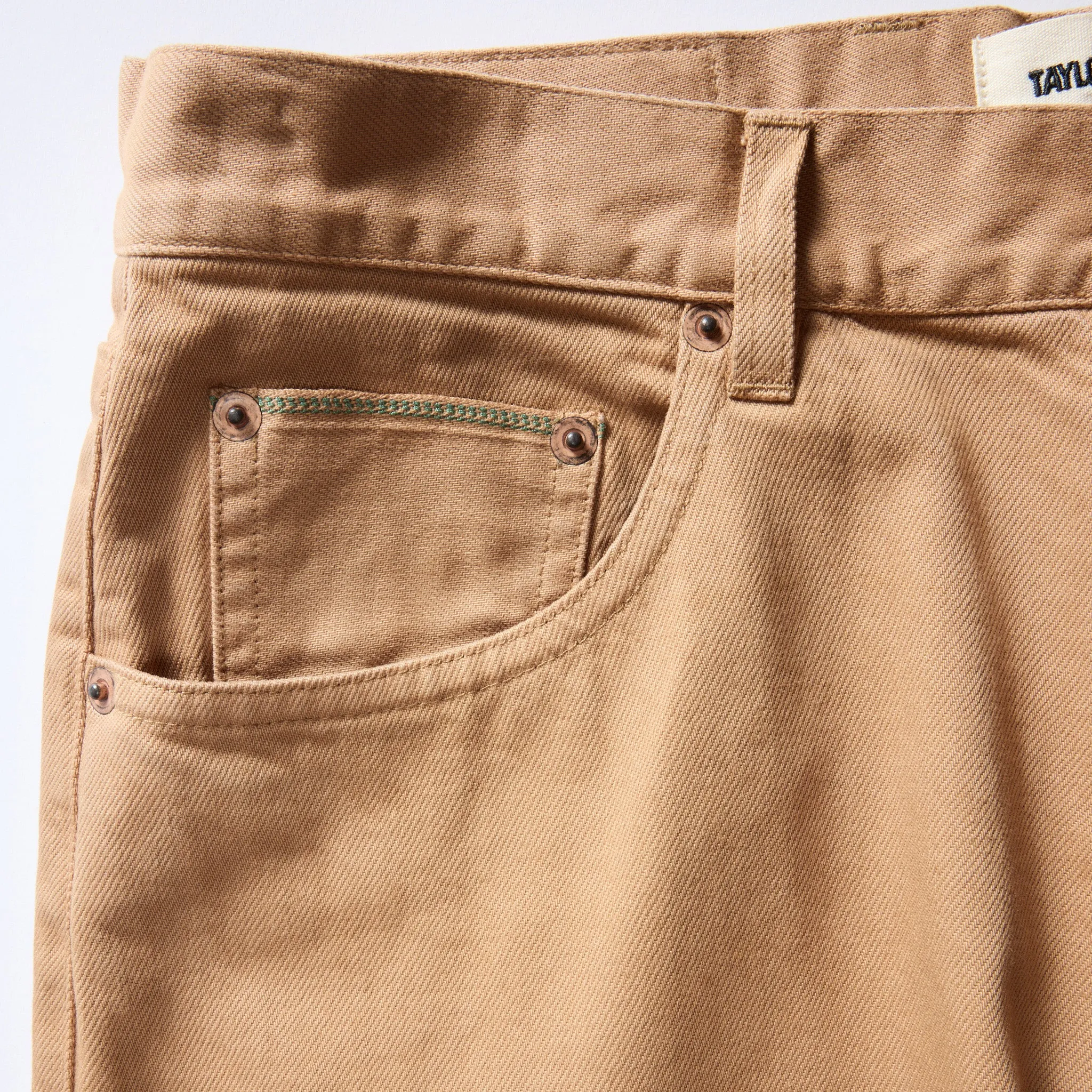 The Democratic All Day Pant in Tobacco Selvage Denim