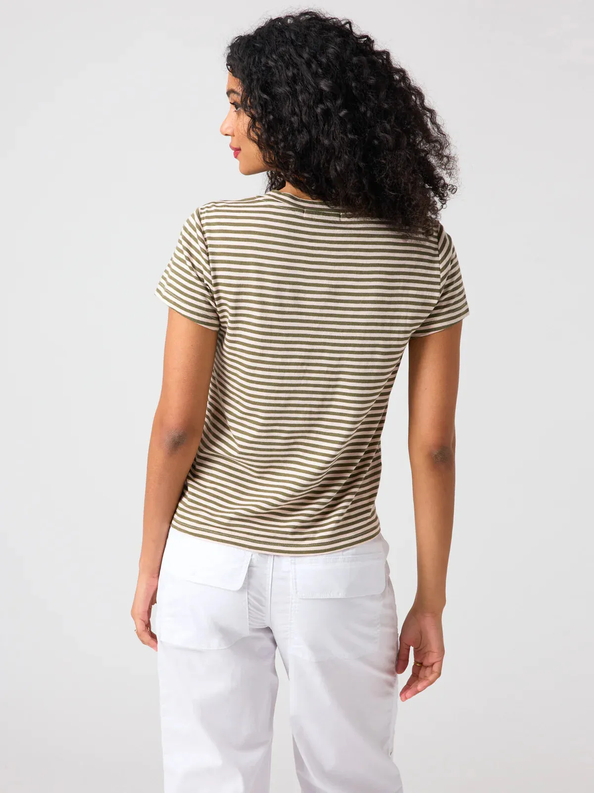 THE PERFECT TEE (BURNT OLIVE STRIPE) - SANCTUARY