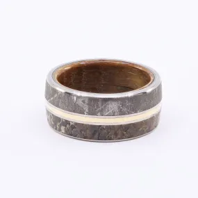 TITANIUM COMFORT FIT DINOSAUR BONE AND METEORITE WEDDING BAND