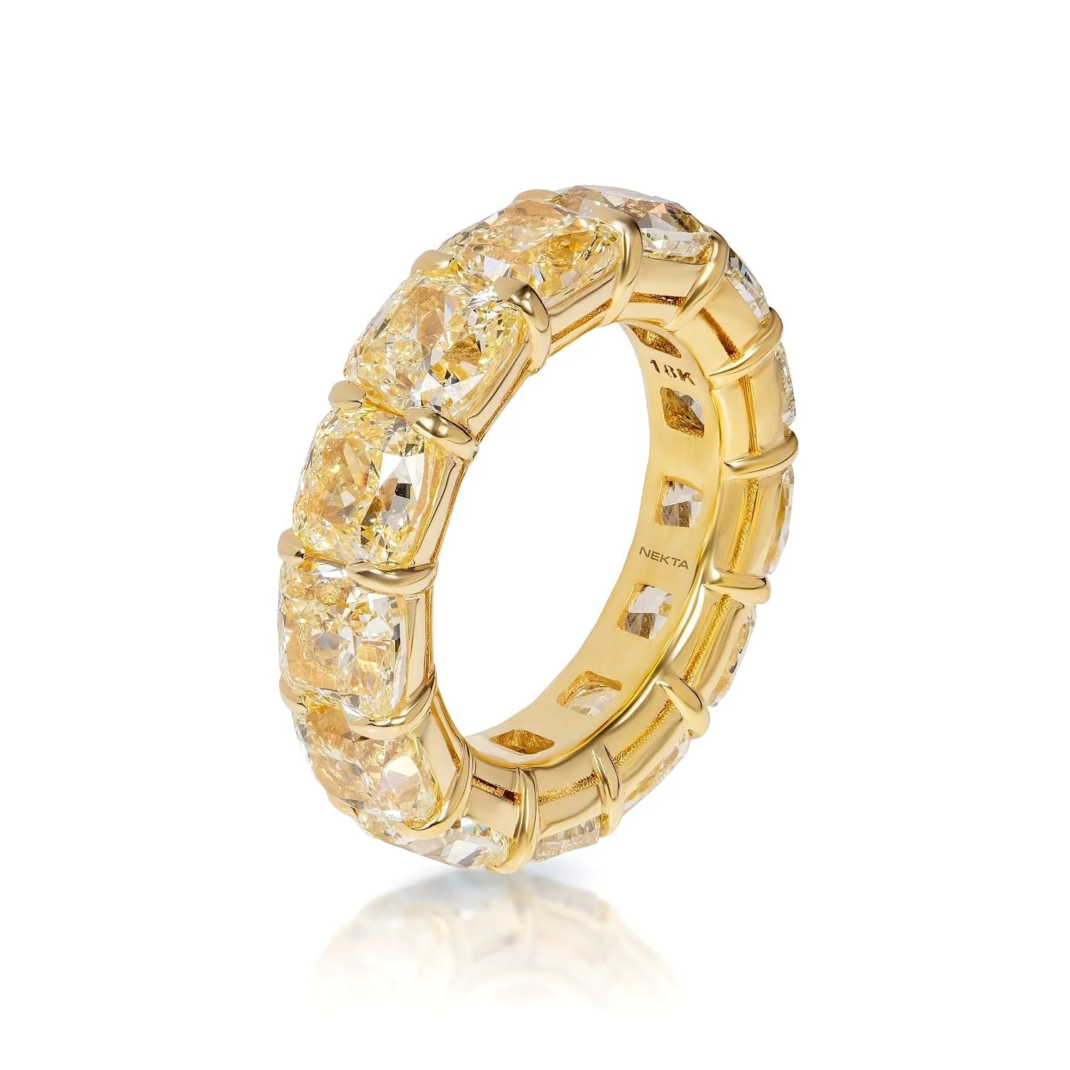 TZE 14 Carat Cushion Cut Diamond Eternity Band in 18K Yellow Gold  Shared Prong 1 ct  By Mike Nekta