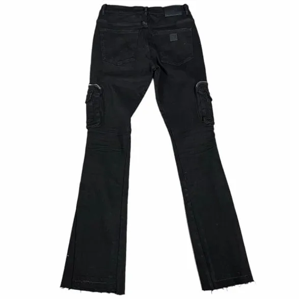 Valabasas Drake Denim Stacked Flare Jean (Black) VLBS2347