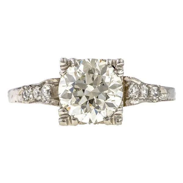 Vintage Engagement Ring, RBC 1.29ct.