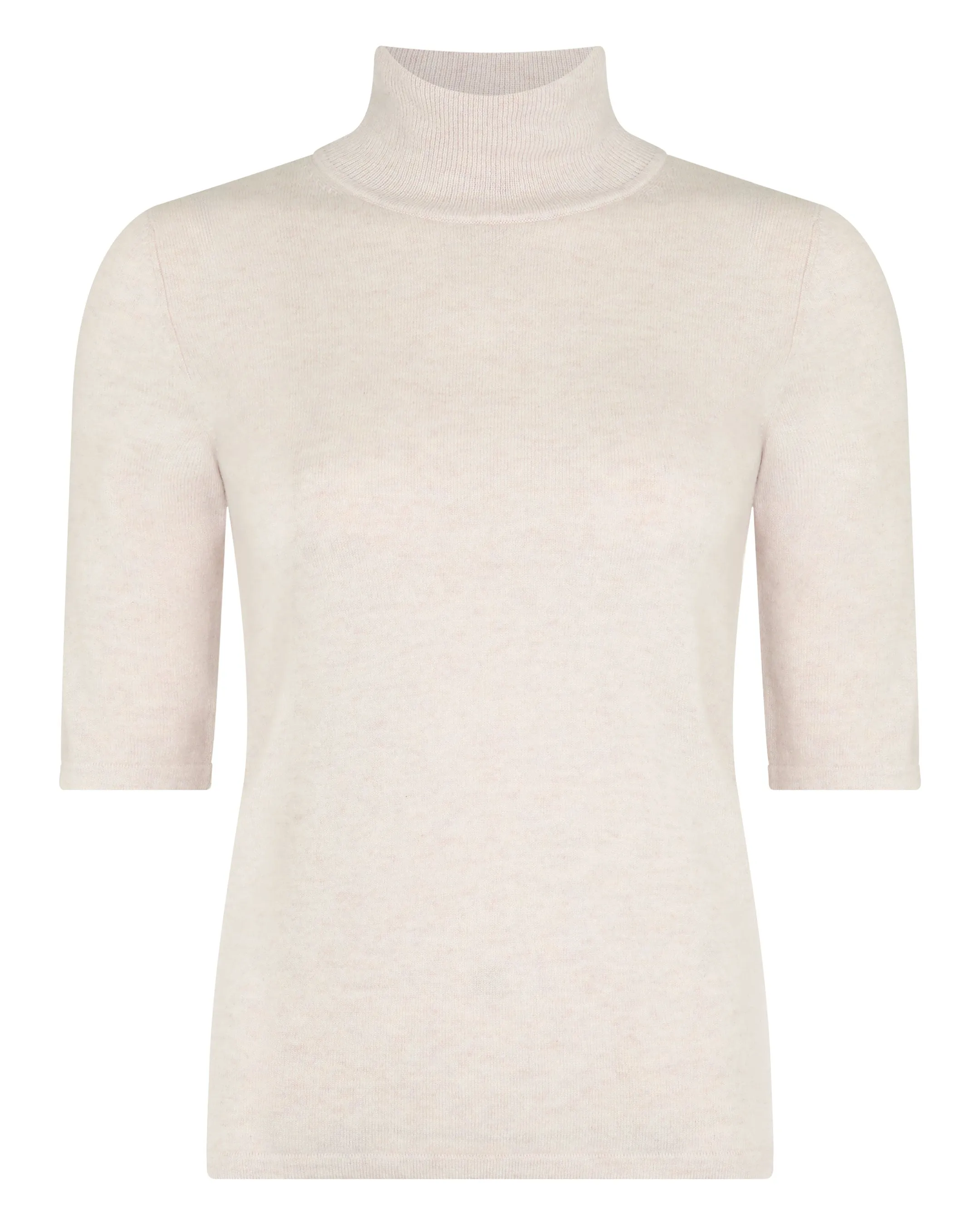 Women's Mock Neck Cashmere T-Shirt Frost White