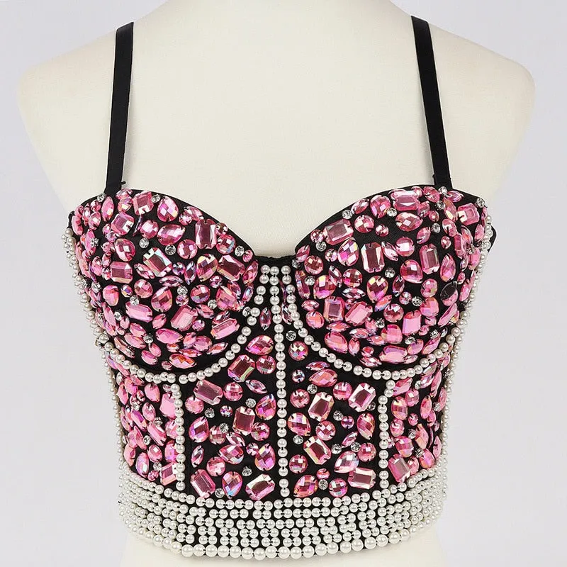 Y2K Rhinestone Diamond Sequin Tank Top