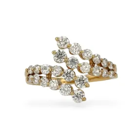 Yellow 14k gold bypass diamonds ring