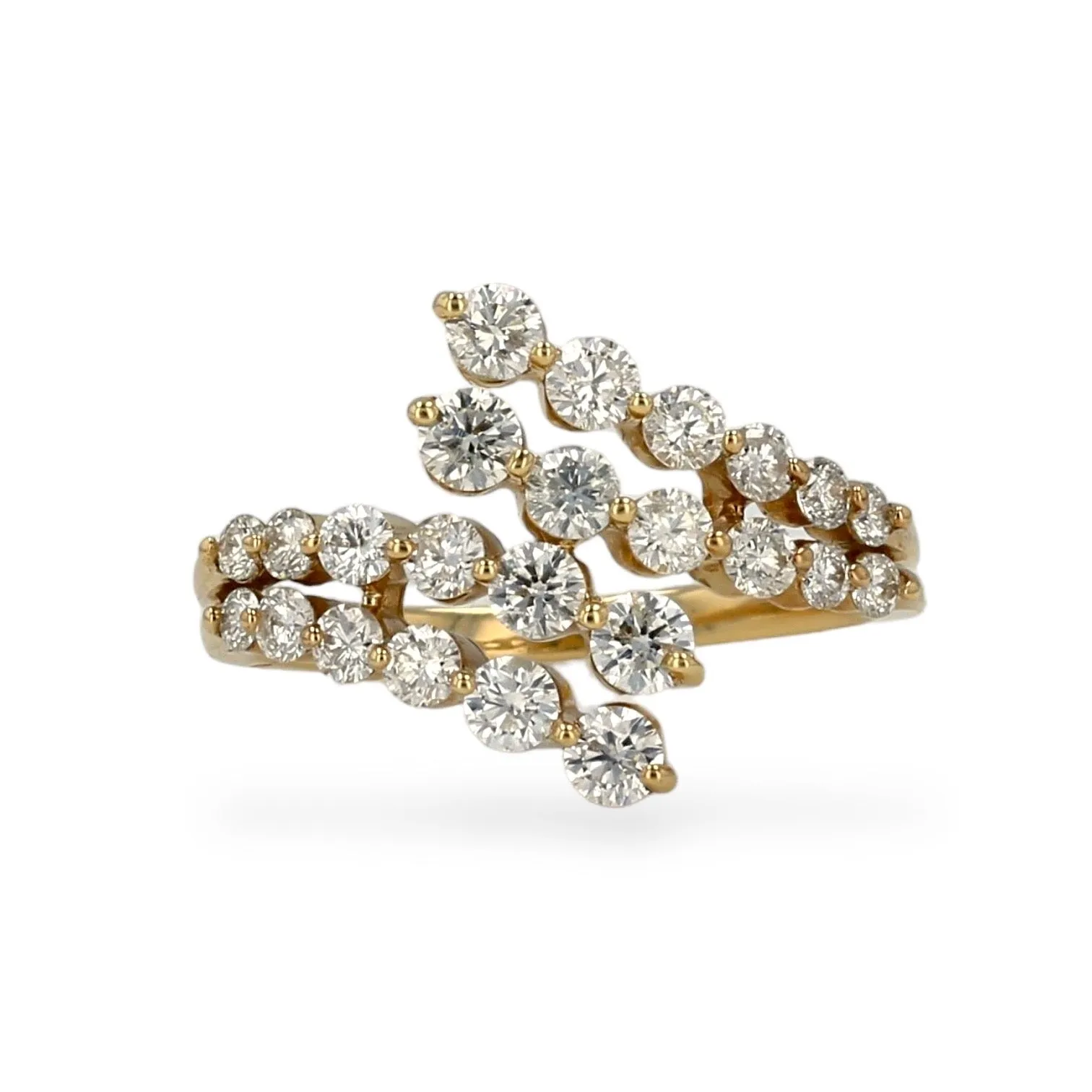 Yellow 14k gold bypass diamonds ring